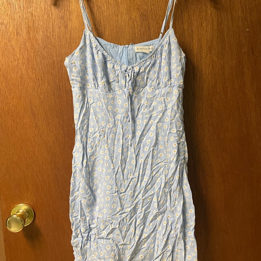 Aeropostale Blue mini Dress with White Floral Accents